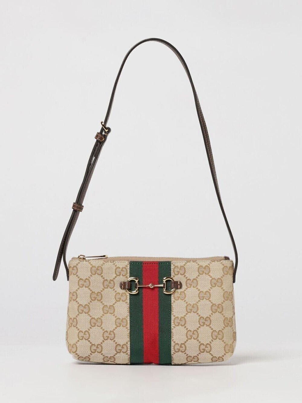 Gucci Ophidia GG Web Shoulder Bag Leather Beige Tan
